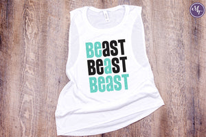 Be A Beast Glitter Work Out Tank - Monogram That 