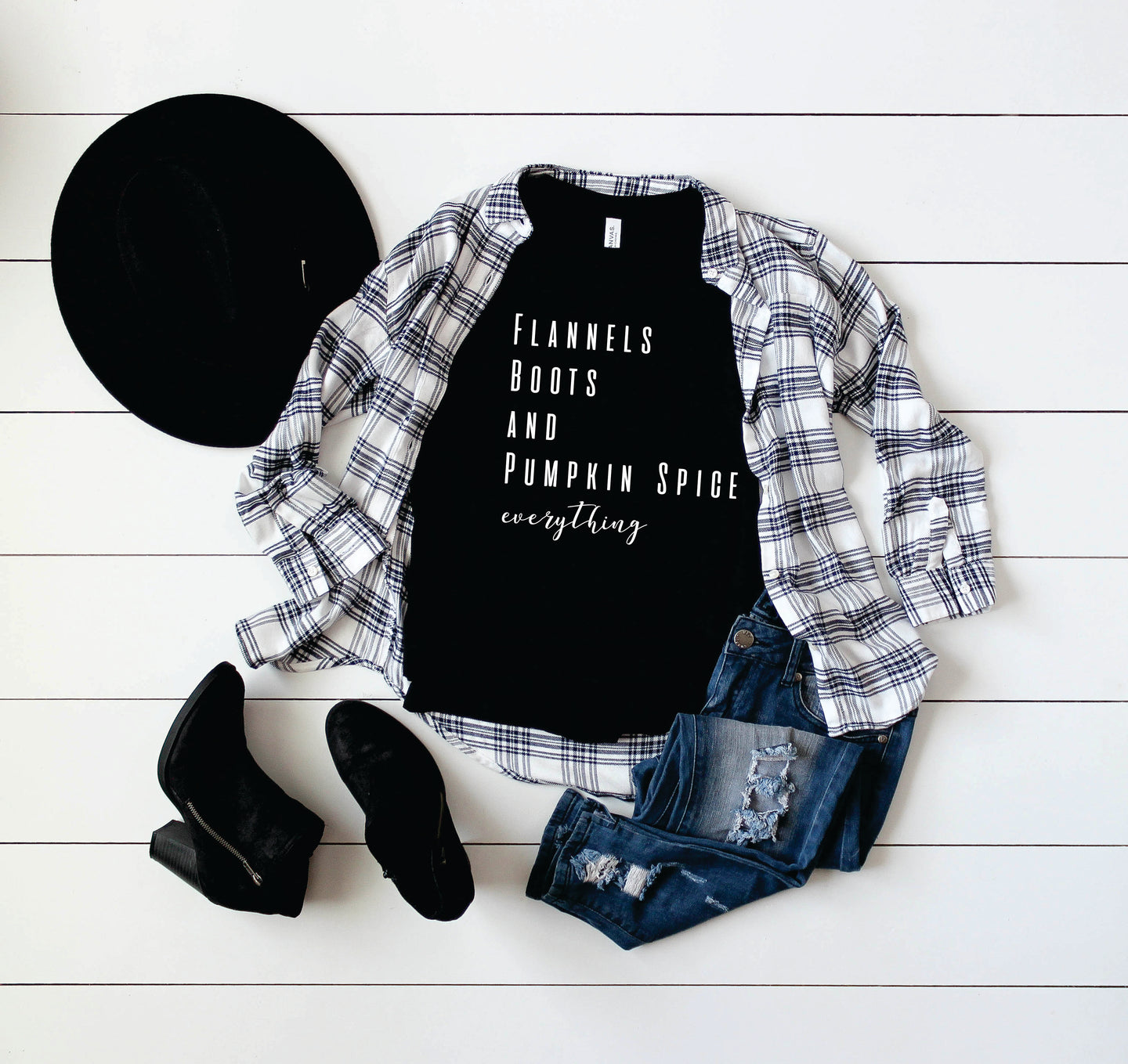 Flannels Boots and Pumpkin Spice Tee - Monogram That 
