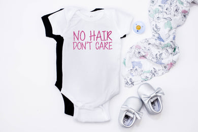 No Hair Don't Care Baby Onesie - Monogram That 