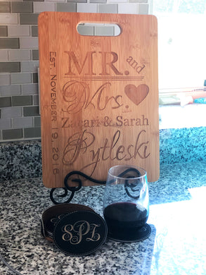 Personalized Wedding Cutting Board - Monogram That 